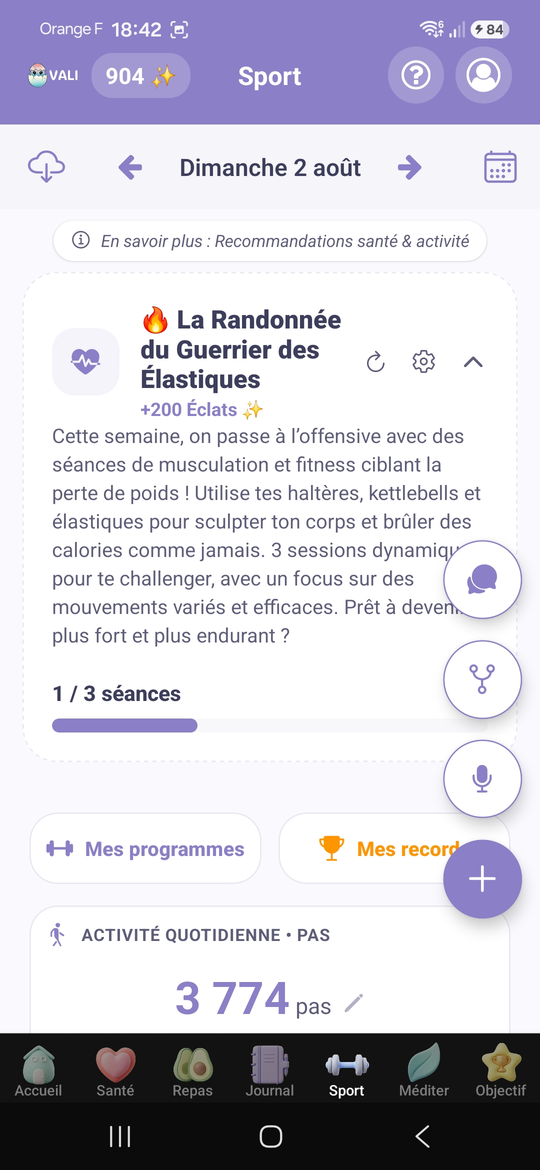 Sport : Défis personnalisés